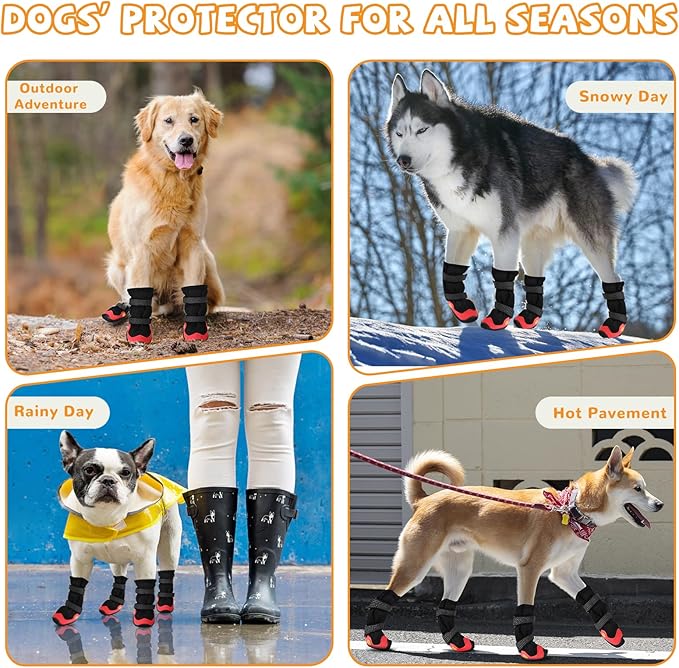 Dog Shoes for Medium Large Size Dogs, Breathable Dog Shoe for Hot Pavement, Dog Booties and Paw Protectors to Prevent Licking, Anti-Slip Dog Boots with Reflective for Summer, Hiking, Snow (Size 6)