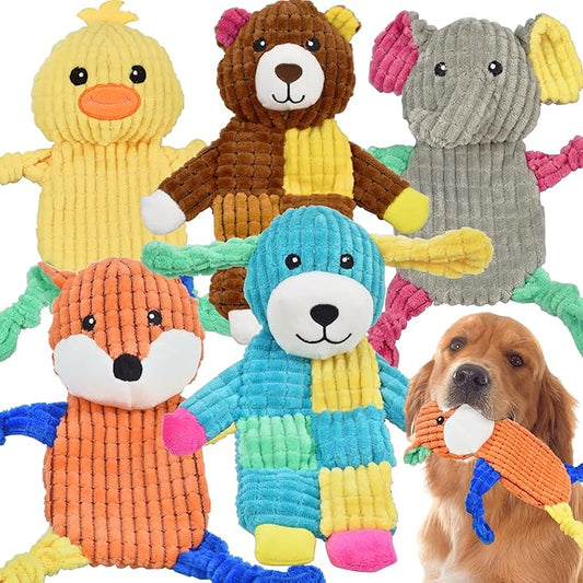 5Pcs Squeaky Dog Toys, Large Crinkle Dog Toys for Large Medium and Small Dogs, Puppy Toys to Keep Them Busy Great Value Dog Toy Bundle