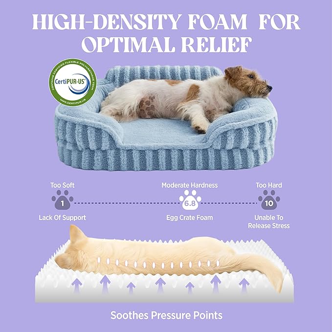 LE SURE Cute Dog Beds Large Sized Dog, Orthopedic Waterproof Large Pet Bed with Sides, High Back Non-Slip Bottom and Egg-Crate Foam Pet Couch Sofa with Washable Removable Cover, Blue