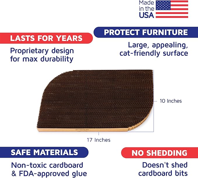 Cat Scratcher by Americat – Made in USA Cardboard Scratching Pad & Lounger – X Large, 2-Sided, Heavy, No-Shedding, Long-Lasting (Rectangle)