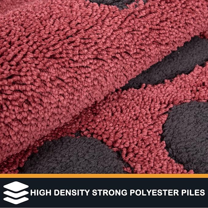 PURRUGS Dirt Trapping Door Mat 32" x 70", Non-Skid/Slip Machine Washable Microfiber Entryway Rug, Dog Doormat, Super Absorbent Welcome Mat for Muddy Wet Shoes and Paws, Burgundy Red