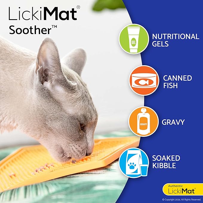 LickiMat Classic Soother, Cat Slow Feeder Lick Mat, Boredom Anxiety Reducer; Perfect for Food, Treats, Yogurt, or Peanut Butter. Fun Alternative to a Slow Feed Cat Bowl or Dish, Pink