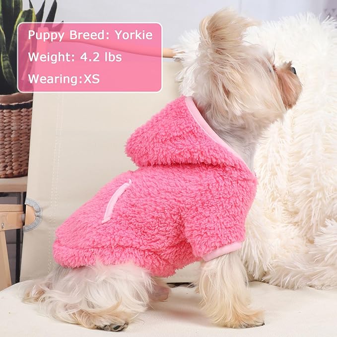 Dog Sweater Dog Winter Clothes for Small Dogs Boy Girl Pet Hoodies Puppy Cold Weather Coats Fall Doggie Sweatshirt for Chihuahua Yorkie Cat Sweater Costumes (Rose, X-Small)