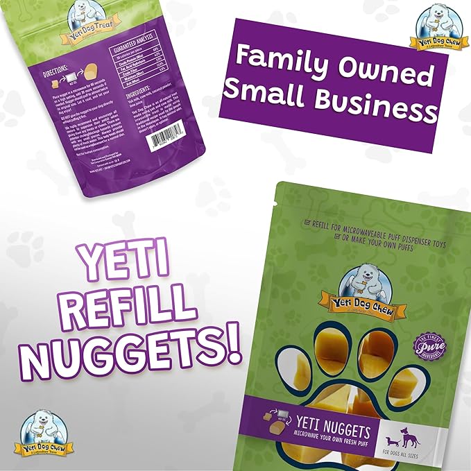 Yeti Refill Nuggets for Puff and Play Dog Toys - Natural Himalayan Yak Cheese Treats, Healthy Dog Chews, Suitable for All Dogs, Ideal for Interactive Chew Toys and Dispensers - 6 Pieces, Cheese