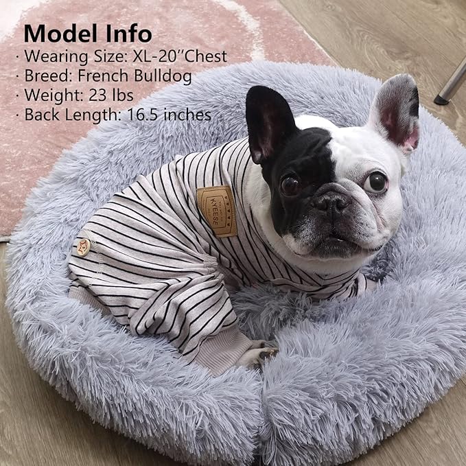 KYEESE Dog Pajamas Soft Striped Pet Jumpsuit Lightweight Doggie Jammies 4 Legs Dog Clothes Stretchable Pajamas Breathable Cozy Outfit Comfortable Onesie for Small Dogs,Ivory Brown Striped, Large