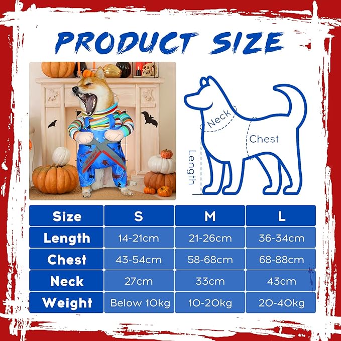 Dog Halloween Scissors Style Doll Costume, Adjustable Funny Cosplay Party Clothes for Small Medium Large Dogs Cats Pet