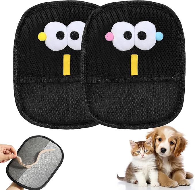 2 PCS Pet Hair Removal Glove for Cats & Dogs, Grooming Gloves for Pet Hair, Cat Grooming Gloves for Hair Removal，Reusable Cat & Dog Hair Remover for Couch, Furniture, Carpet, Curtain