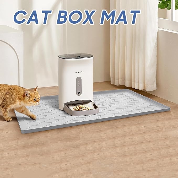 URMONA Large Dog Food Mat, 40" x 22" Waterproof Dog Cat Mat with Raised Edges, Silicone Pet Mat, Protects Floors, Easy to Clean