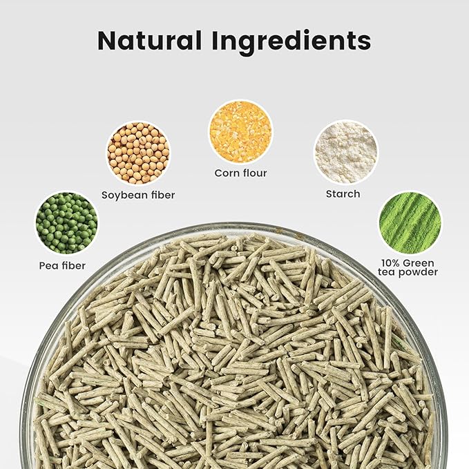 Gardner Pet Natural Tofu Cat Litter, Cat Litter with Green Tea Extract – Dust-Free, Fast Clumping, Flushable, and Odor Control for Multi-Cat Homes, 6lbs