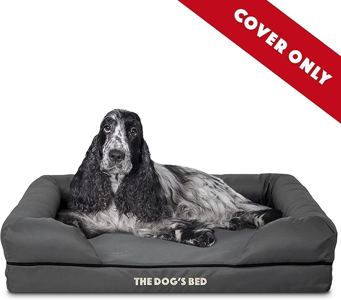 The Dog's Bed Replacement Outer Cover ONLY (Outer Cover ONLY - NO Bed, NO Waterproof Inner) for The Dog's Bed, Washable Oxford Fabric, Medium (Grey & Black Piping)
