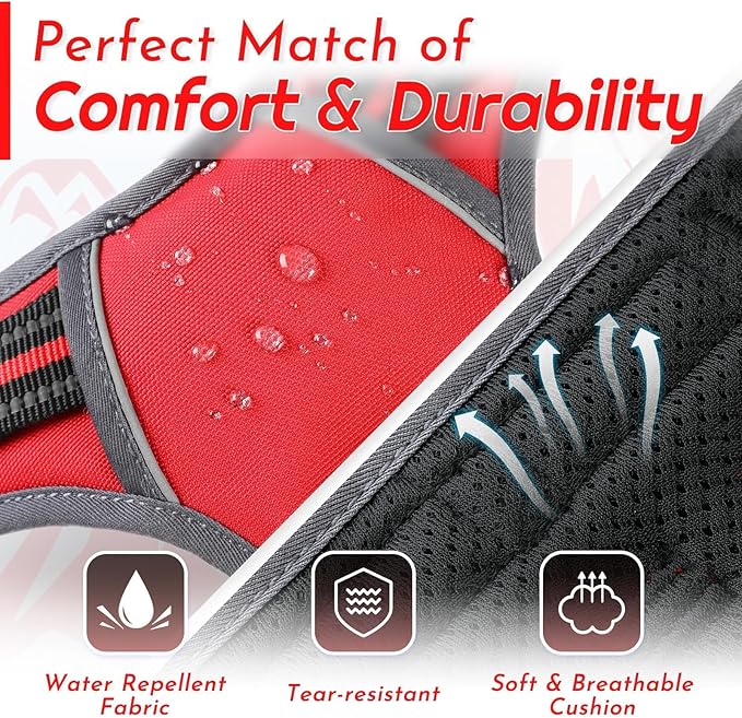 Eagloo Dog Harness Small Sized Dog, No Pull Service Vest with Reflective Strips and Control Handle, Adjustable and Comfortable for Easy Walking, No Choke Pet Harness with 2 Metal Rings, Red, S