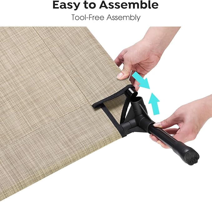 Veehoo Outdoor Elevated Dog Bed for Small Dogs, Cooling Raised Dog Cots Beds Training Platform Off Ground Hammock with Breathable Mesh, No-Slip Feet, 22"x17", Beige Coffee