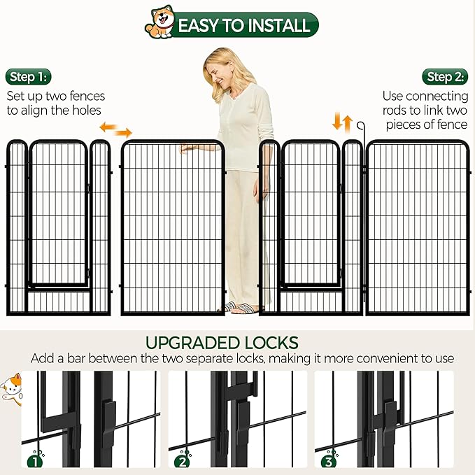 Yaheetech Dog Playpen Outdoor, 47 inch 24 Panels Dog Pen Indoor Heavy Duty Puppy Exercise Pen Metal Pet Fence for RV Camping/Yard/Garden