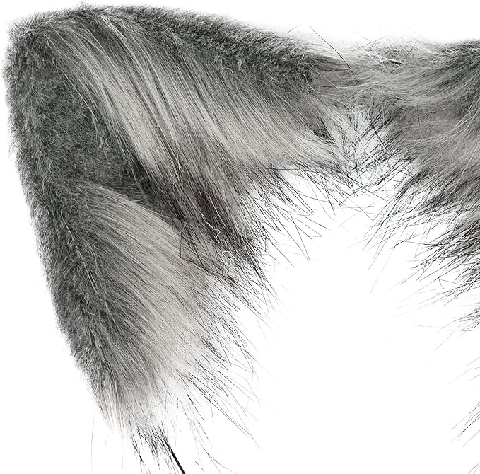 Cat Ears and Wolf Fox Animal Tail Cosplay Costume Faux Fur Hair Clip Headdress Halloween Leather Neck Chocker Set