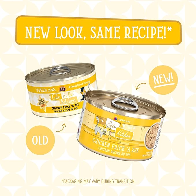 Weruva Cats in The Kitchen, Chicken Frick 'A Zee with Chicken Au Jus Cat Food, 3.2oz Can (Pack of 24)