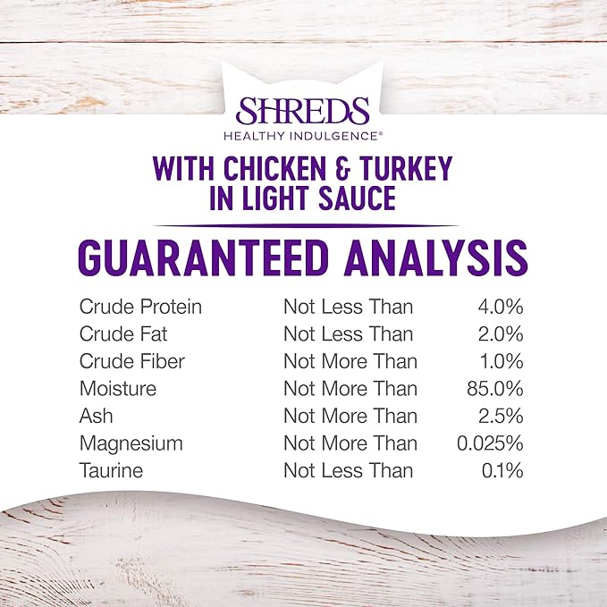 Wellness Healthly Indulgence Shreds Adult Wet Cat Food, Natural, Protein-Rich, Grain Free, 3 Ounce Pouch, 24 Pack, (Chicken & Turkey)