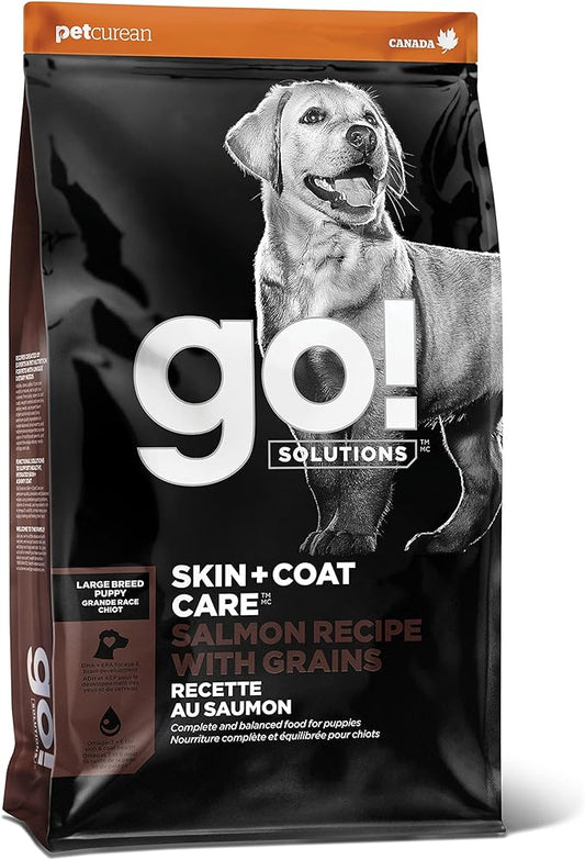 Go! Solutions Skin + Coat Care, Dry Dog Food, Large Breed Puppy Salmon Recipe with Grains, 25 lb Bag