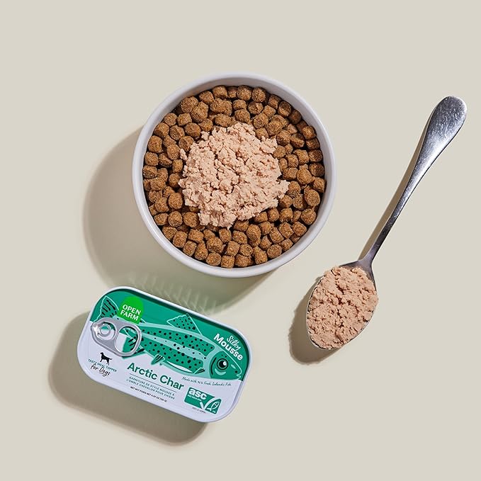 Open Farm, Canned Dog Food Topper, Silky Mousse Made with 96% Responsibly Sourced Icelandic Fish, Grain & Legume Free, Arctic Char Recipe, 4.59oz Cans (Pack of 12)