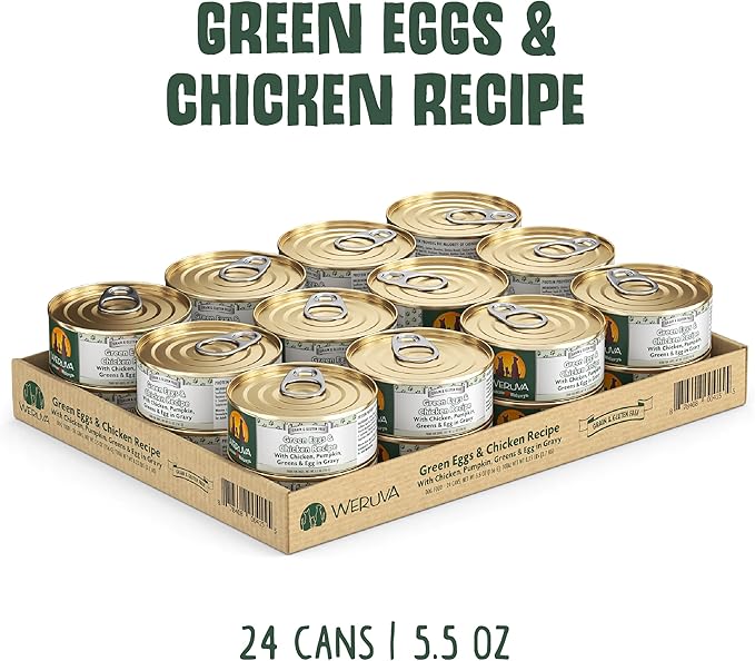 Weruva Classic Dog Food, Green Eggs & Chicken with Chicken Breast & Pumpkin in Gravy, 5.5oz Can (Pack of 24)