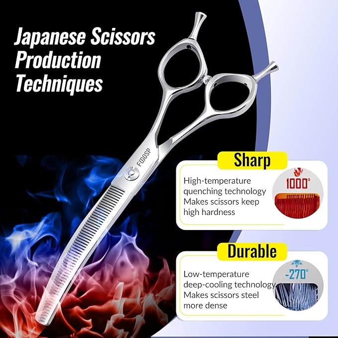 Curved Thinning Shears for Dogs Grooming 6.5'' Multipurpose Professional Pet Curved Blender Scissors for Small Dog Grooming 35% Thinning Rate (6.5 In, Curved Thinners)