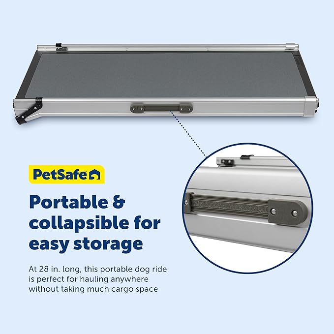 PetSafe Happy Ride Compact Telescoping Dog Ramp - Portable Pet Ramp for Cars, Trucks & SUVs with Adjustable Sizing - Non-Slip Design - Lightweight Pet Mobility Assistance - Compact