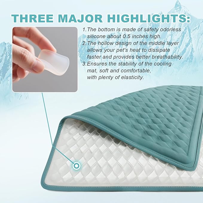 Cat Heating Pad - 18x18 Inch Waterproof Heated Cat Bed with Smart Thermostat Switch and Plush Fabric Cover Blue