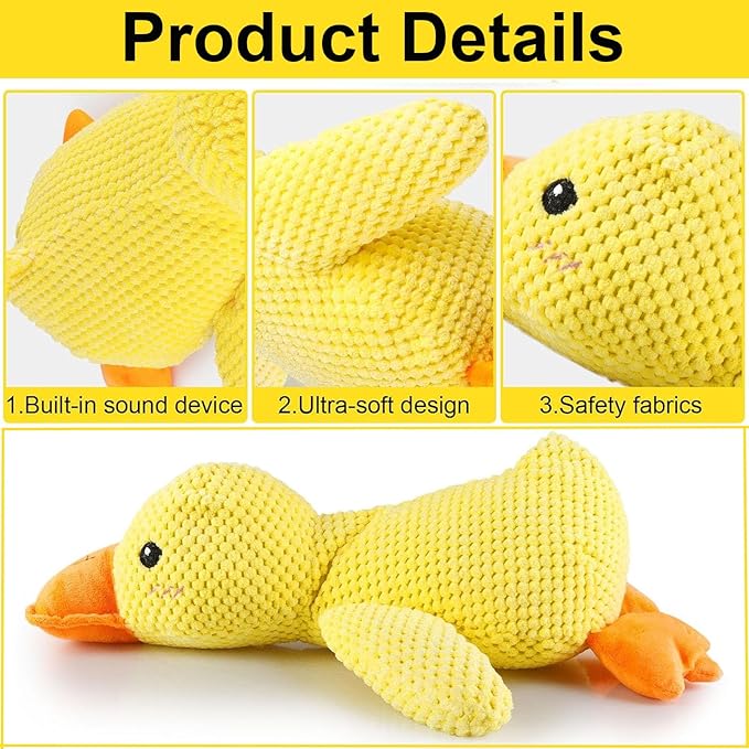 Mellow Dog Calming Duck, 2025 New Yellow Duck Dog Toy, The Mellow Ducks Calming Pillow, Dogs Ducks Toy with Quacking Sound for Indoor Dogs (Yellow)