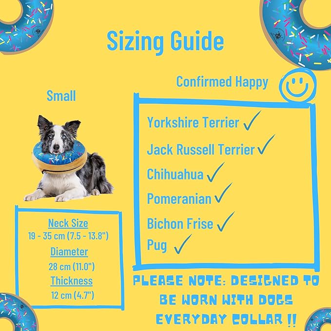 Dog Donut Collar | Alternative to Traditional or Soft Dog Cones | Inflatable Post-Surgery Cone for Small Dogs (Blue)