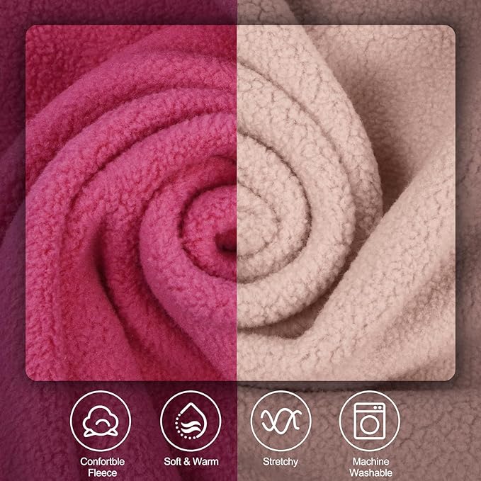 ‌IECOii 2 Pack Fleece Dog Sweater Pullover for Weiner, Cozy Stretchy Thermal Winter Clothes for Medium Breeds with Leash Hole, Soft Pet Hoodie for Indoor & Outdoor (Size L, Rose Red & Dusty Pink)