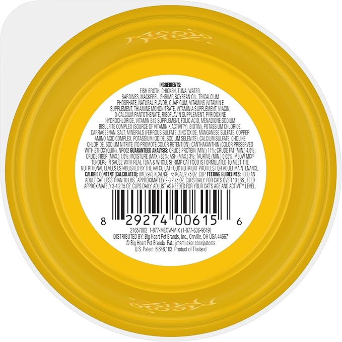 Meow Mix Tenders in Sauce Wet Cat Food, Tuna & Shrimp, 2.75 Ounce Cup (Pack of 12)