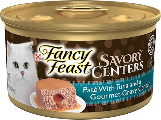 Purina Fancy Feast Savory Centers With Tuna Wet Cat Food Pate with Gourmet Gravy Center - (Pack of 24) 3 oz. Cans