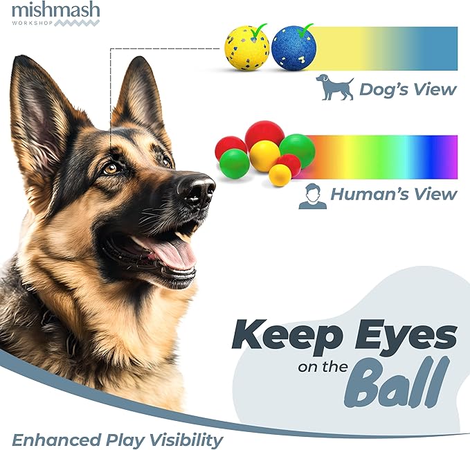 MISHMASH Vision Dog Ball Made with Premium Bite-Proof ETPU, Aggressive Chewers Waterproof Bouncy Interactive Dog Toy, Durable Tennis Ball for Medium to Large Breeds/Dogs/Puppies, (2 Pack)