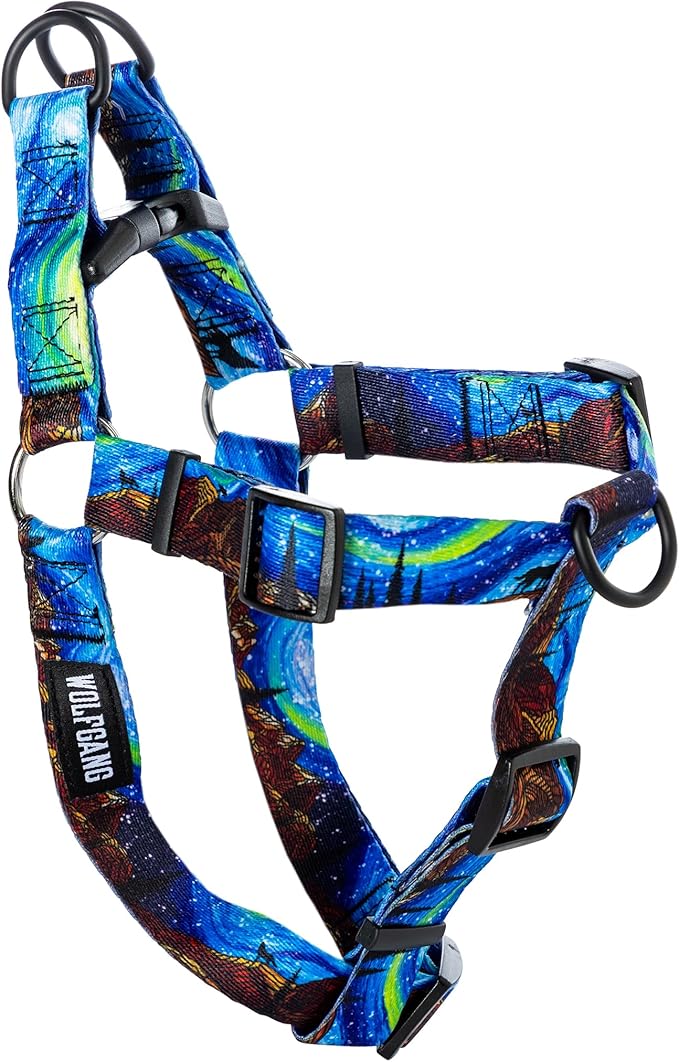 Wolfgang Heavy Duty Adjustable Dog Harness, Pull-Tested to Over 800 lbs for Walking & Training, StarryWolf Print, Medium