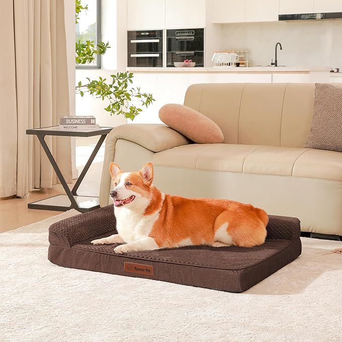 Orthopedic Dog Beds Large Sized Dog, Memory Foam Pet Bed for Large Dogs, Washable Removable Cover, Nonskid Bottom, Waterproof, 36x27x6 Inches, Brown Grey