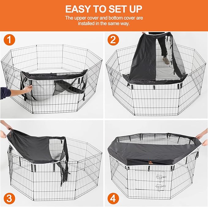 PJYuCien Mesh Top Cover - Fits 8 Panels 24 Inch Width Plastic/Metal Pet Pen Octagonal Dog Playpen (Note: Only Pen Top Cover, NO PLAYPEN)