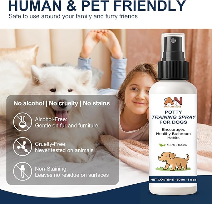 Potty Training Spray for Dogs – 150ml Dog Pee Training Aid for Puppies & Adults – Helps Guide Dogs to Pee Pads or Designated Areas – Safe Plant-Based Scent Attractant for Indoor & Outdoor Use