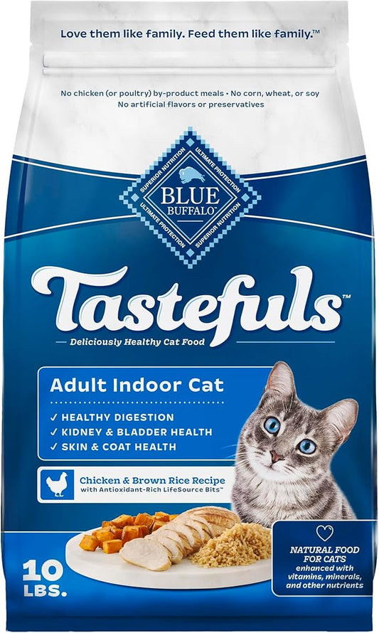 Blue Buffalo Blue Tastefuls Natural Adult Indoor Cat Chicken & Brown Rice Recipe Food for Cats 10 lb