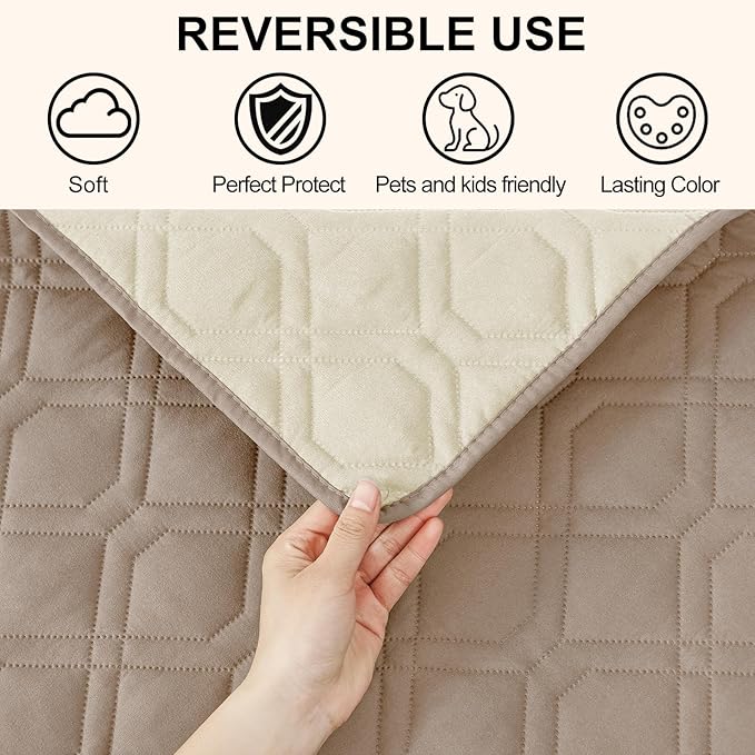 Smiry Waterproof Dog Blanket, 82x120 Inch Soft Pet Bed Cover Reversible, Washable Sofa Couch Furniture Protector for Small Medium Large Dog Puppy Cat, Taupe/Beige