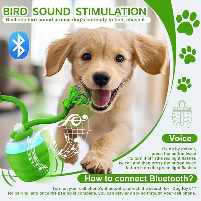 Interactive Dog Toys, [2025 Newly Upgraded] Interactive Dog Ball for Medium/Large Dogs, Automatic Moving Dogs Toy Wicked Ball for Boredom & Training, Play Music, USB Rechargeable(Green)