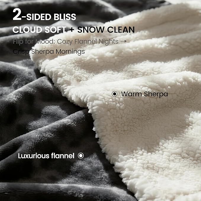 gogobunny Waterproof Bed Blanket, Reversible Sherpa Fleece Throw Blanket for Dog Puppy Cat, Furniture Cover Protects Bed Couch Sofa from Liquid Pee and Pet Fur (Dark Grey, 50x60 inches)