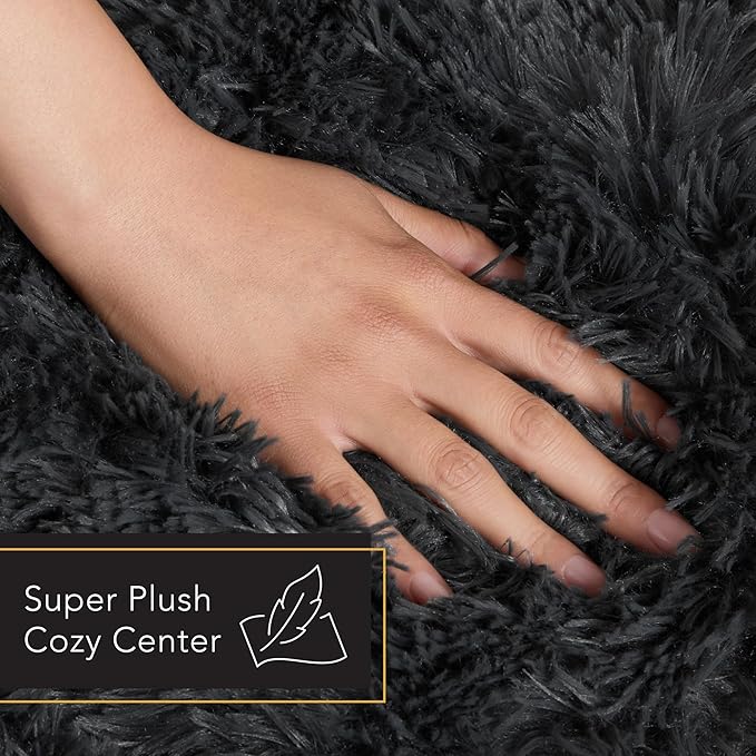 TOWN & COUNTRY LUXE CuddleTown Fuzzy Solid Donut Pet Bed, Soft, Cozy & Calming, Non-Slip Bottom, 100% Machine Washable, Dark Grey, XS 19"x19"x7" Round