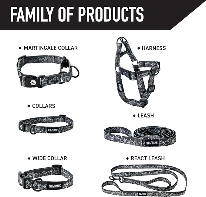 Wolfgang Heavy Duty Martingale Dog Collar with Quick Release Nylon Buckle for Walking & Training, WolfMountain Print, Medium