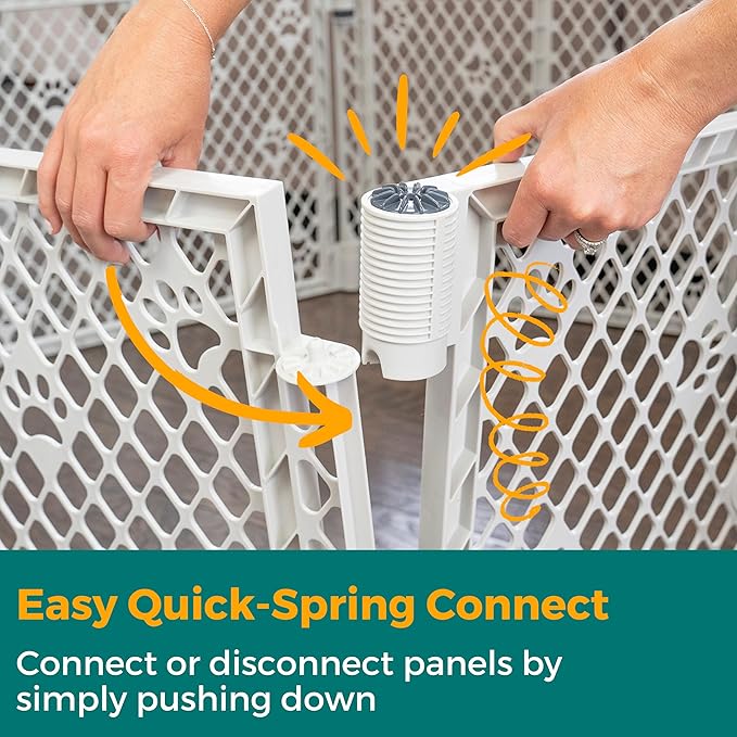 MYPET 6-Panel Paws Petyard, Gray Dog Playpen, Durable & UV-Resistant Puppy Playpen, Indoor/Outdoor Portable Dog Pen, Adjustable for Your Pet's Comfort, Friendly Design for Happy Pets