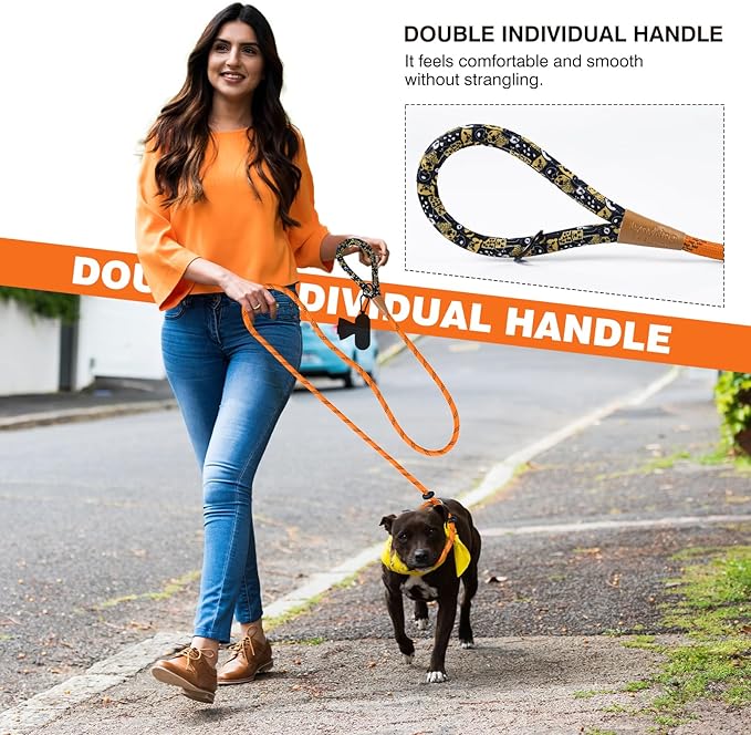 lynxking Slip Lead Dog Leash Reflective, Heavy Duty Comfortable Strong Rope for Large Medium Small Dogs No Pull Pet Training (Orange, Small 3/8in x 6ft-Slip Lead)