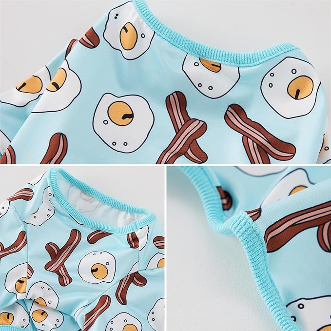 Dog Pajamas Onesie for Small & Medium Dogs - Polyester, Cozy, Wrinkle-Resistant Four-Legged Apparel (Light Blue, XXX-Large)