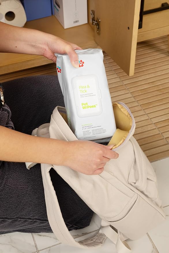 Flea & Tick Pet WiPees™ – 100 Natural Flea and Tick Prevention for Dogs & Cats, 99% Bio-Based, Lick-Safe, Daily Plant-Powered Flea & Tick Wipes for Bug Defense & Skin Relief