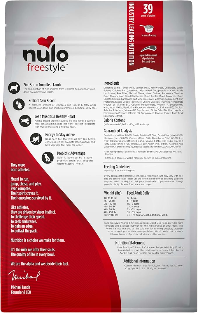 Nulo Freestyle Adult Dog Food, Premium All Natural Grain-Free Dry Small Kibble Dog Food, with BC30 Probiotic for Healthy Digestion, and High Animal-Based Protein with no Chicken or Egg Alternatives