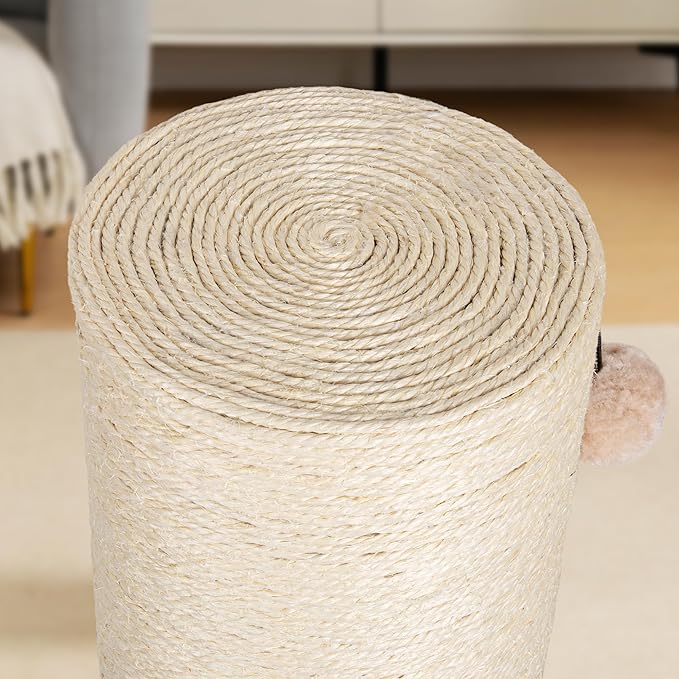 KAMABOKO 29.5" Cat Scratching Post, 7.5" Ultra-Large Diameter Natural Sisal Cat Scratch Post, Scratch-Resistant Tall Cat Scratcher for Indoor Cats, Protect Your Furniture, Beige, Pack of 2