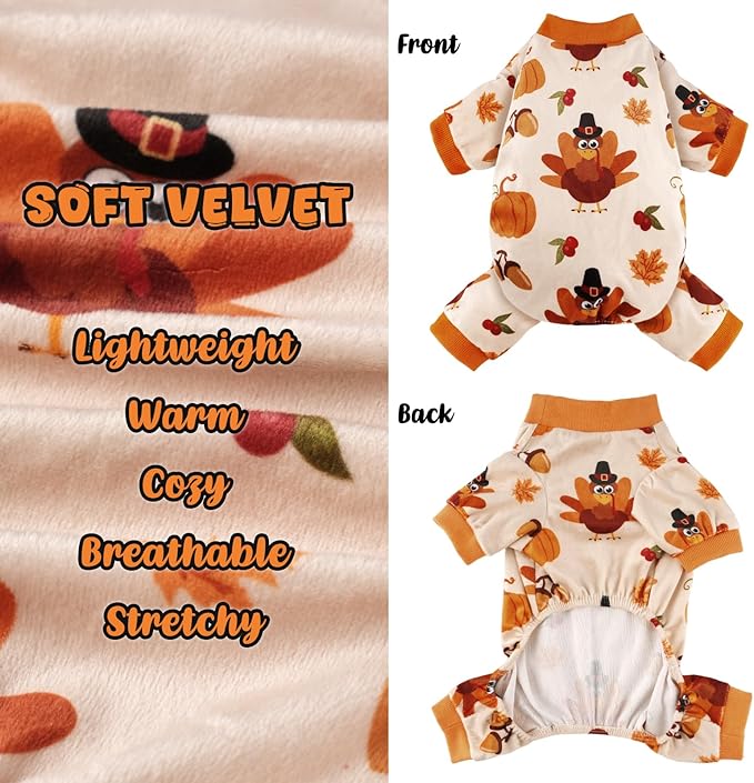 Dog Pajamas Soft Lightweight Dog Onesies Outfit Clothes for Small Medium Large Puppy Pjs for Pet Boys Girls Dogs Cats (XL (Back: 16",Chest: 20.8", Neck: 12"), Turkey)