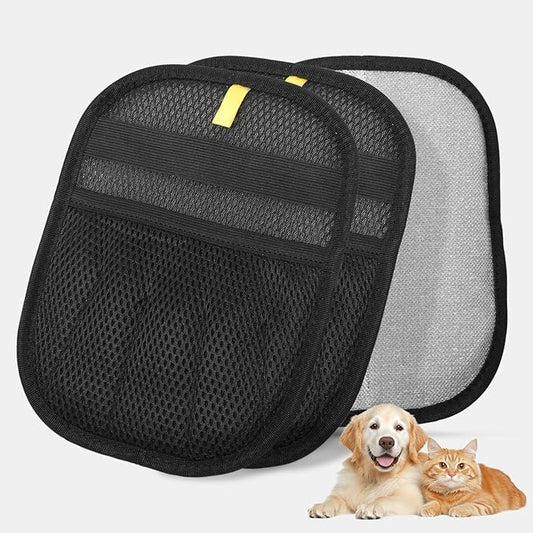 2-Pack Pet Hair Remover Gloves, Electrostatic Cat and Dog Hair Removal Gloves for Furniture, Car Interiors, Bedding, Reusable Cleaning and Grooming Mitts